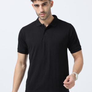 Men's Poly Cotton Polo Collar T-Shirt | Plain-Casual Fit